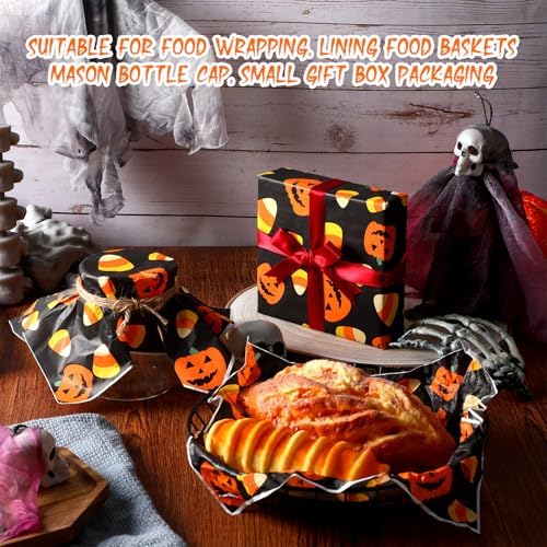 Marspark 100 Sheet Halloween Wax Paper Pumpkin Food Wrapping 11.4 x 11 Inch - Image 2