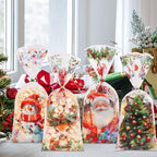 CCINEE 200PCS Christmas Cellophane Treat Bags, Xmas Clear Cello Gift Bags Candy Goodies Bags with Twsit for Christmas Holiday Party Favors - Image 5