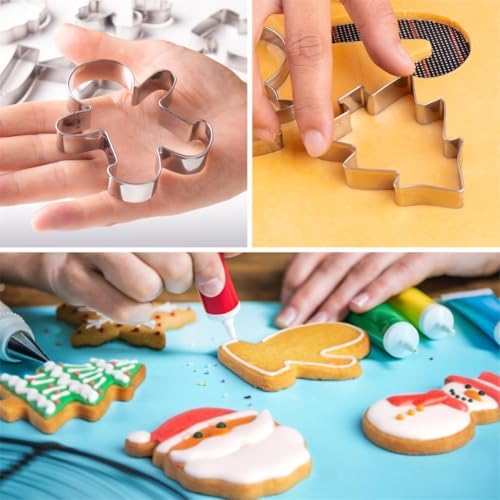 Christmas Cookie Cutters Set of 9 Pieces, Wmtidene Cookie Cutters Shapes for Winter Holiday, Metal includes Christmas Tree,Snowflake,Gingerbread Men,Angel,Star,Mitten,Candy Cane,Snowman - Image 4