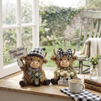 2 Pcs Farmhouse Highland Cow Figurines, Home Sweet Home Decor - Image 6