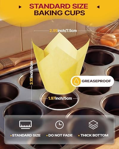 Katbite Tulip Cupcake Liners Holders 200PCS, Muffin Baking Cups - Image 2