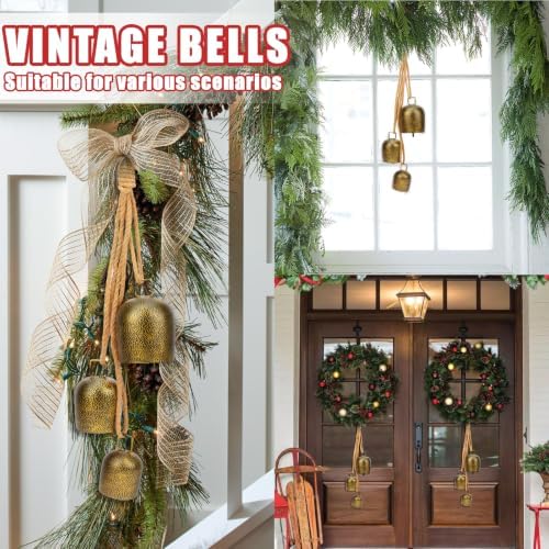 Christmas Bells for Decoration, Gold Metal Vintage Cow Bells - Image 4