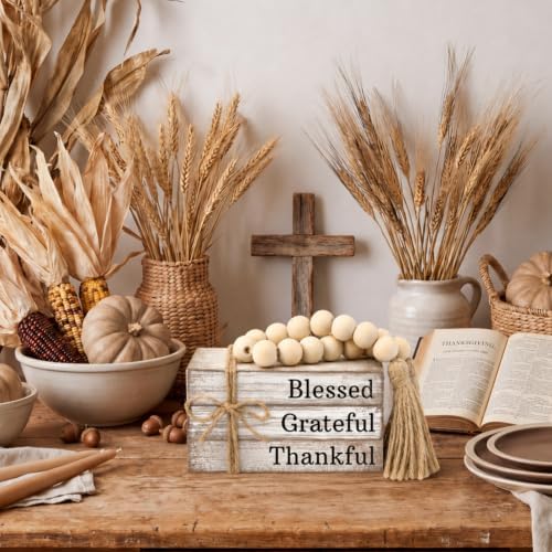 4pcs Thanksgiving Table Decor Blessed Grateful Thankful Book Sign - Image 6