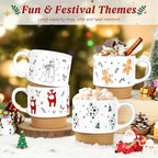 QIKSION 16oz Christmas Mugs, Large Coffee Mugs Set of 4, Holiday Hot Chocolate Ceramic Mug Gift Set for Family, Friends and Colleagues - Image 4