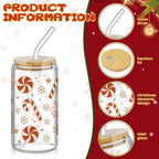 SiliFine 6 Pcs Christmas Glass Cups, 16 oz with Lids and Straws - Image 4