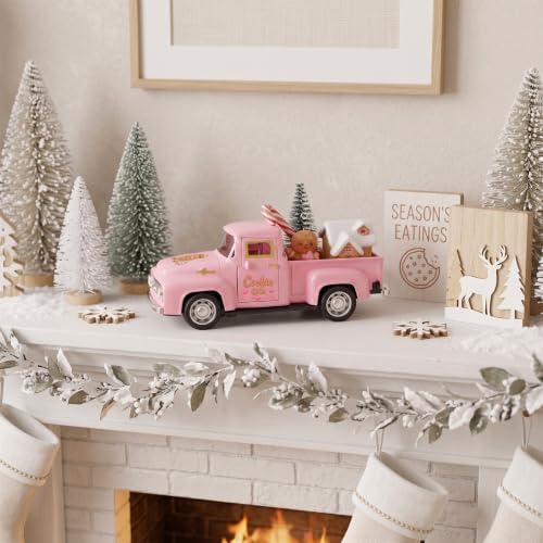 Pink Gingerbread Christmas Decor, Gingerbread Truck with House Candy Cane - Image 6
