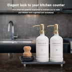Kitchen Soap Dispenser Set - 16OZ White Glass Bottle - Image 4