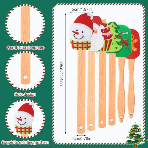 12 Pcs Christmas Silicone Spatula Pot Holder Set Xmas Baking Gift, Vibrant - Image 2