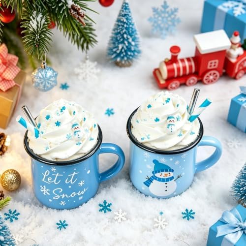 2 PCS Winter Snowman Tiered Tray Mug Decor Set with Faux Whipped - Image 5
