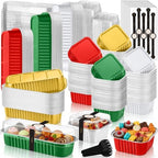 LemonRoad Mini Loaf Pan with Lids and Spoons, Christmas Colors, 120 Sets by Unknown