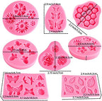 Silicone Mold Flower 8pcs Chocolate Fondant Polymer Clay Candy Gummy Mold,Rose Leaf Butterfly Bee Honey Shaped Silicone Molds for DIY Cake Cupcake Decor Craft - Image 2