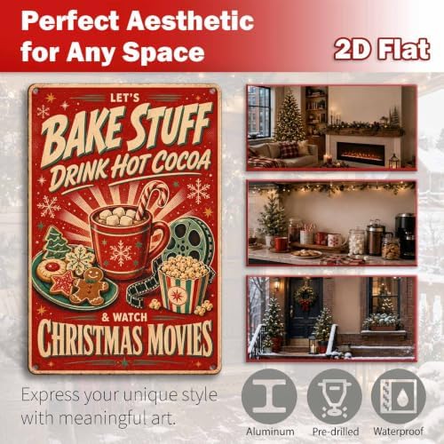 Christmas Movie Sign, Hot Cocoa Decor, Retro Holiday Wall Art - Image 2