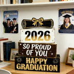2026 Graduation Table Decorations Class of 2026 Senior Tiered Tray Decor Wooden Happy Graduation Signs Farmhouse Congrats Grad Tabletop Party Centerpiece for Tables Wooden Sign for Home Decor - Image 2