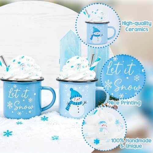 2 PCS Winter Snowman Tiered Tray Mug Decor Set with Faux Whipped - Image 4