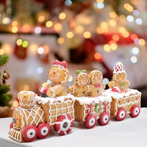 Hodao 9.25 in Christmas Gingerbread Man Train Decoration, Xmas Gift - Image 5