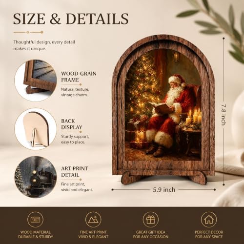 Santa Reading Arched Table Sign, Rustic Christmas Farmhouse Decor - Image 2