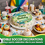 Edible Soccer Sprinkles for Cake Decorating,Food Grade 130g,Baking Sprinkle Mix for Sports & Football Theme Party,Green Gold White Pearls and Jimmies with Soccer Wafer Paper Toppers,for Cupcakes,Ice Cream,Cookies,Donut,Cake Decorations,Match Viewing Ev... - Image 2