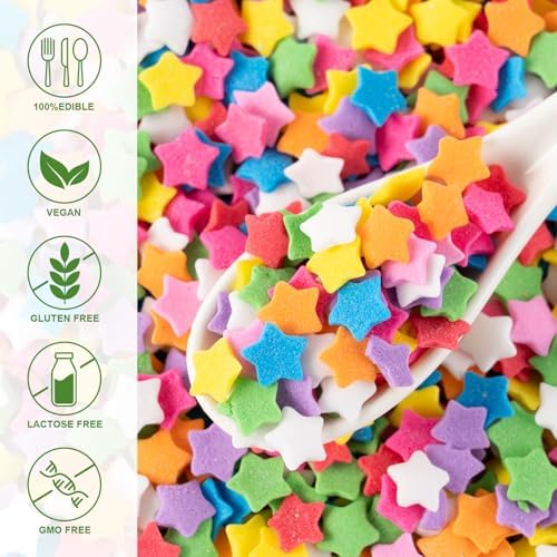 Rainbow Sprinkles for Cake Decorating Edible Star Confetti Sprinkles Mix for Cake, Baking, Ice Cream, Cookies, Cupcake Topper 4.2 OZ - Image 3