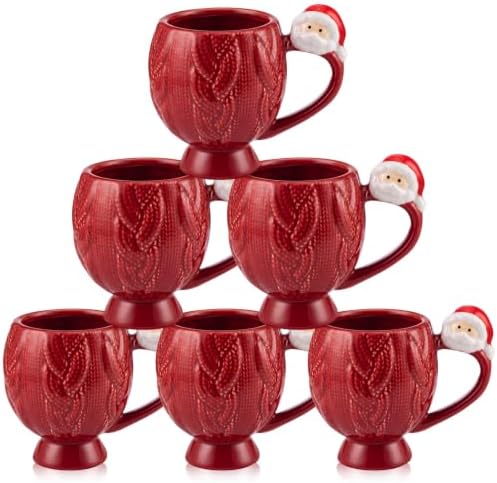 Layhit 6 Pcs Christmas Coffee Mug Set 12 oz Red Sweater Ceramic Mugs by Layhit