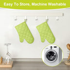 AUAUY Green Oven Mitts, 1 Pair Kitchen Mittens, 392°F Heat Resistant Oven - Image 4