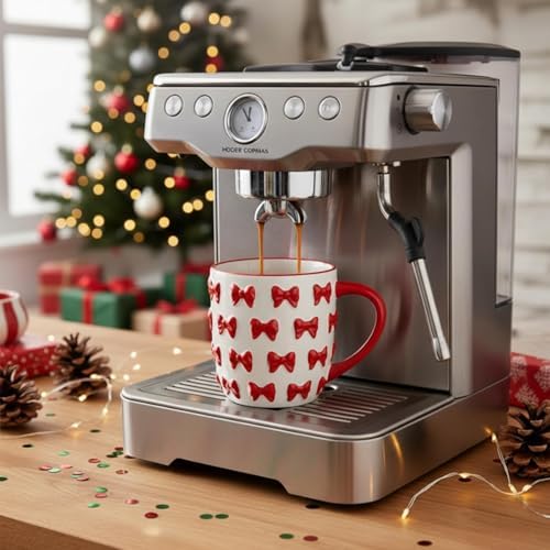 Vesici Christmas Mugs Ceramic Cute Coffee Mug with Handle,Red Bow - Image 3