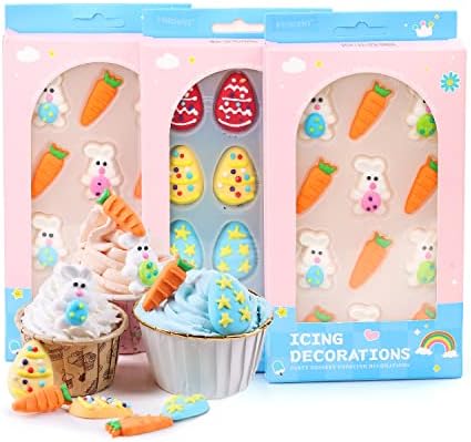 Edible Easter Cake Decorations for Cake Decorating, Carrot Cake Decorations, Bunny Cupcake Toppers for Easter Theme Cake, Macarons, Cookies, Waffles, Cakecircles by Milovin