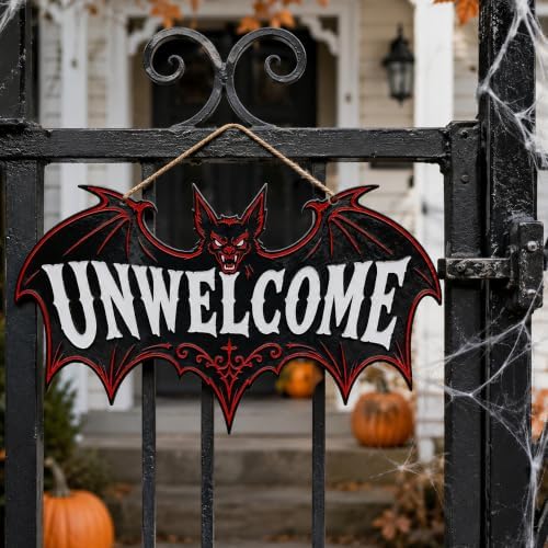 Halloween Decorations - Funny Gothic Bat Wooden Sign for Front Door - Image 6