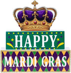 MEETYAMOR Mardi Gras Decorations, Wood Block Crown HAPPY MARDI GRAS Sign Table Decor, Glitter 3-Layered Wooden Mardi Gras Centerpieces for Tables Party Home Room Tiered Tray Shelf Tabletop Mantel by MEETYAMOR