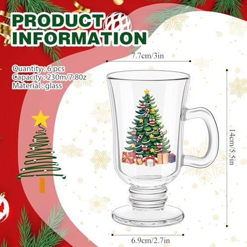 Sliner 6 Pcs Glass Coffee Mugs, Classic Irish Mugs with Handle - Image 3