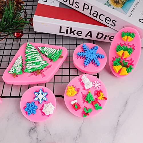 Christmas Silicone Molds Snowflake Molds Mini Xmas Fondant Chocolate Candy Cake Molds Christmas Snowman Tree Snowflake Holly Leaves Santa Claus Baking Molds for Xmas New Year Party Cake Decor - Image 5
