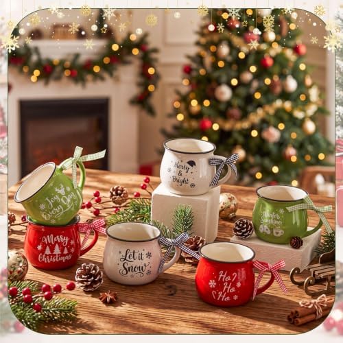 LemonRoad 6 Pcs Christmas Coffee Mugs, 12 oz Holiday Gift Ceramic Mugs Bulk - Image 2