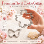Flower Cookie Cutter Set, 6 PCS Tulip, Cherry Blossom, Frangipani, Daisy, Sunflower, Butterfly, Stainless Steel Holiday Cookie Cutter Shapes for Baking Biscuit Molds - Image 3