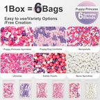 HUEBEATY Puppy Dog Sprinkles with Bone, Pink Purple Cake Sprinkles, 180g - Image 3