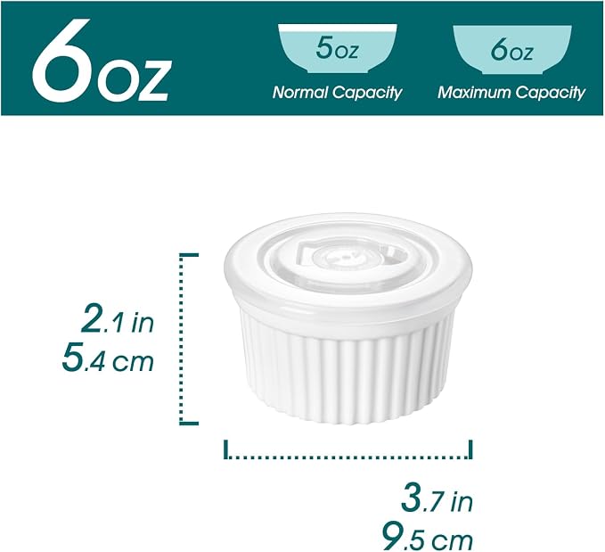 vancasso 6 oz Ramekins with Lid, Porcelain Creme Brulee Souffle Dishes - Image 2