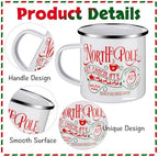 2 Pack Christmas Enamel Mugs, 12 oz North Pole Christmas Mugs Hot Chocolate Mug Set Santa Claus Enamel Mug, Stocking Stuffer Gift for Women Friends Coworkers Family - Image 4