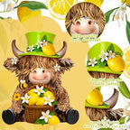 2 Pcs Resin Highland Cow Figurines Decor, Lemon Style - Image 4