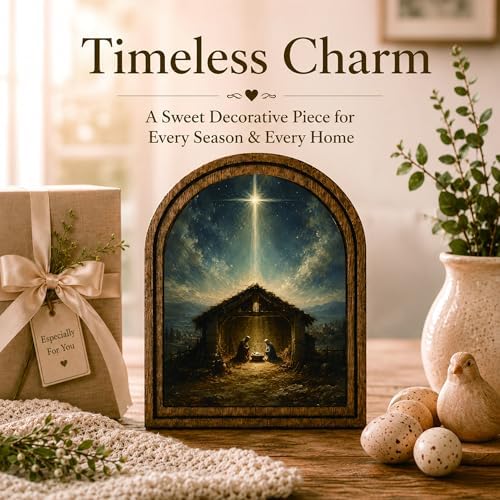 Nativity Scene Arched Decor, Christmas Manger Table Sign, 5.9x7.9 - Image 3