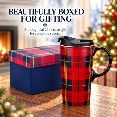 Topadorn 17oz Ceramic Travel Mug with Lid, Christmas Coffee Mug - Image 7