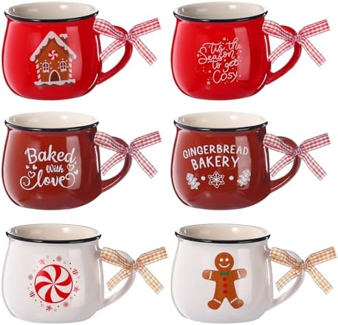 Sawysine 6 Set Christmas Coffee Mugs, Holiday Gift, Chic Style - Image 3