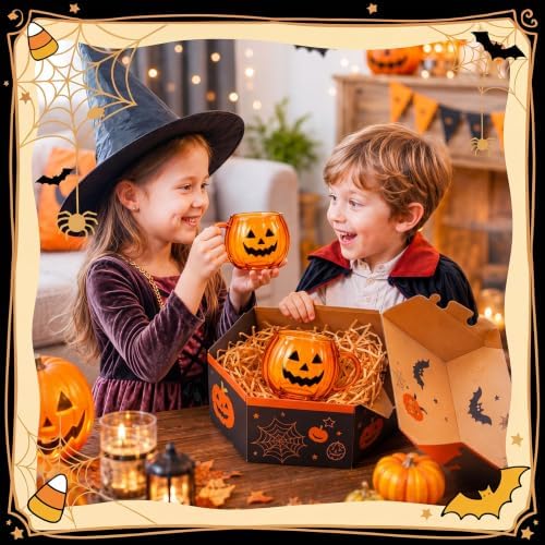 Didaey 4 Pcs Halloween Boo Pumpkin Coffee Mugs Orange Glass Spooky Cups - Image 4