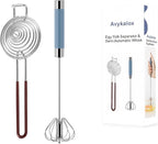 Semi Automatic Whisk & Egg Yolk Separator, Stainless Steel Mini Hand Push Whisk by Unknown