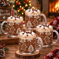 LemonRoad 4 Pcs Christmas Glass Coffee Mugs 12 oz Gingerbread Cups by Unknown