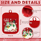 Jingmore 12 Pcs Christmas Pot Holders with Pocket Red Green Pot Holders for Kitchen Santa Claus Snowman Hot Pads and Oven Mitts Cute Farmhouse Oven Gloves Gift for Christmas Winter Baking Cooking - Image 4