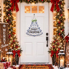 Chinoiserie Christmas Decorations Blue Floral Christmas Tree Wooden Sign - Image 2