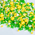 Edible Green Yellow White Sprinkles,Confetti Pearls Jimmies Sugar Sprinkle by Sugarzy