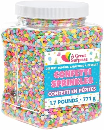 Confetti Sprinkles, 1.7 lb Bulk Pastel Birthday Cake Dot Jimmies by AGreatSurprise