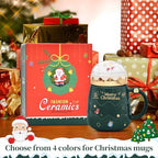 17.6 oz Christmas Mug with Winter Snow Globes Lid Decorations, Large Cute Festive Ceramic Coffee Cup, Winter Xmas Holiday Birthday Tabletop Drinkware Gifts for Adults Kids Men Women (Green) - Image 3