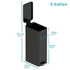 Soft-Close Trash Can with lid，8 Gallon/30L Anti-Fingerprint Stainless Steel - Image 7