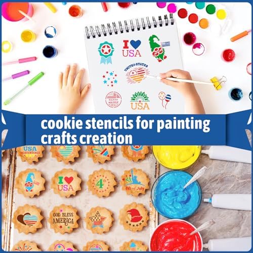 JULBEAR 4th of July Cookie Cake Stencils 36 Pieces Reusable Patriotic Mold - Image 6