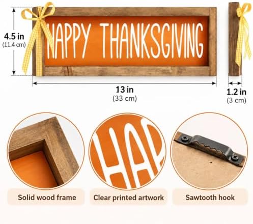 Happy Thanksgiving Sign, Wooden Shelf, Table & Wall Indoor Decor - Image 2